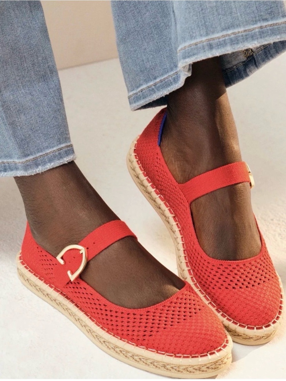 Rothy's The Espadrille Mary Jane in Red Hot - Picture 2 of 7